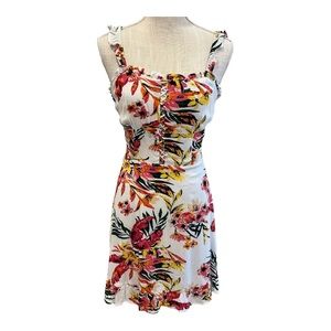 EXPRESS Tropical floral midi Ruffle Sundress Size Medium NWT
